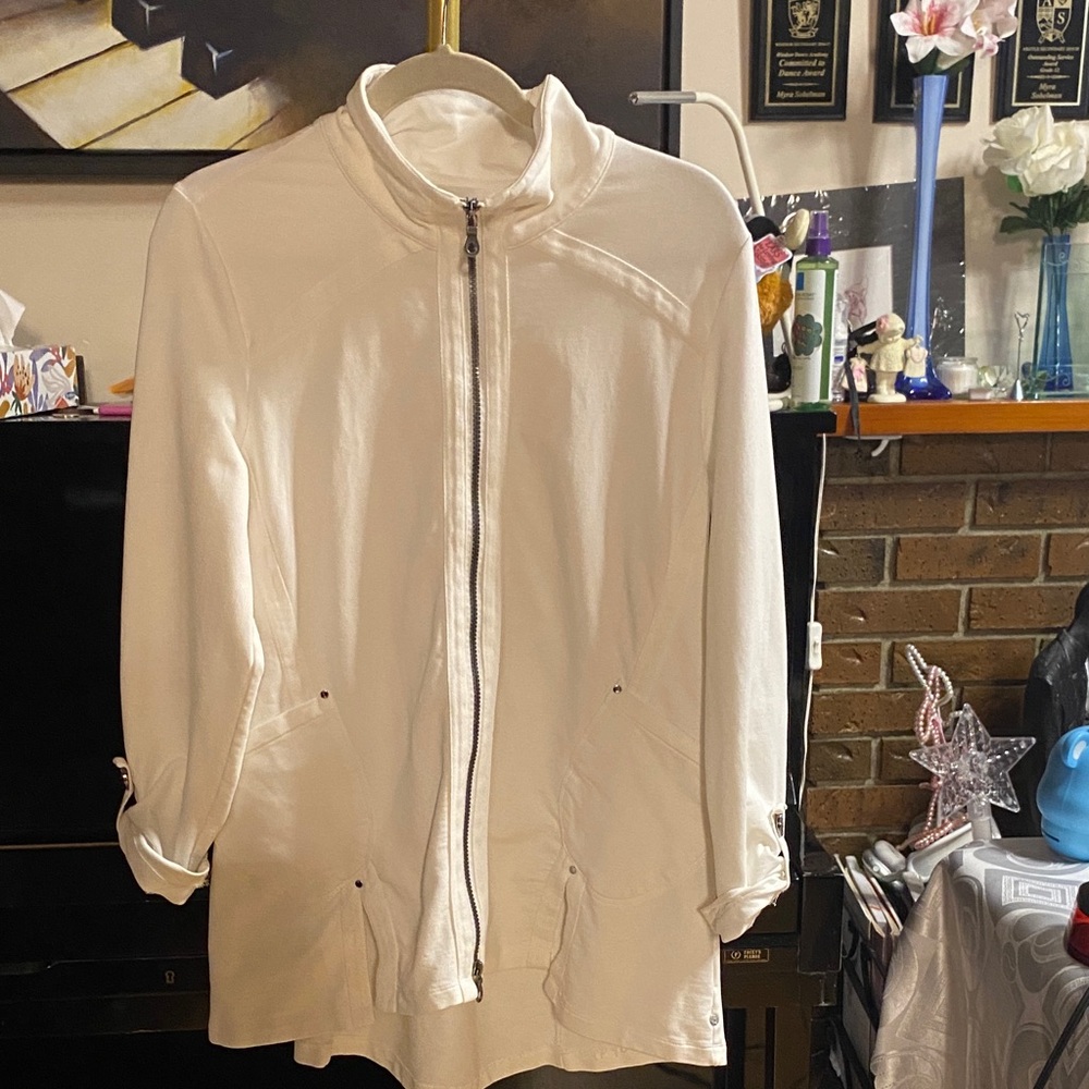 neon buddha White Full Zip Jacket